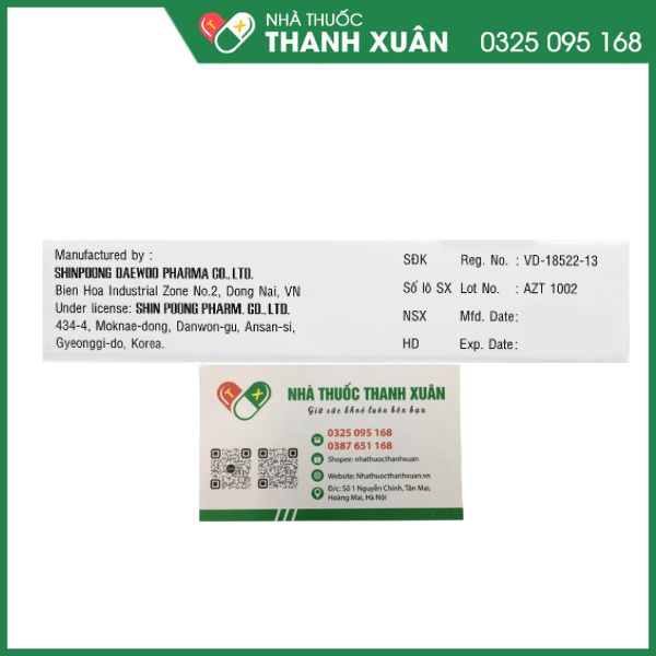Thuốc Alzental 400mg điều trị nhiễm giun (1 vỉ x 1 viên)